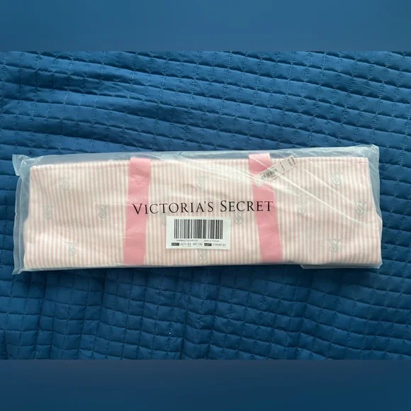 Victoria's Secret Heritage Stripe/Bling Tote Bag w/ "VS" logo in rhinestones - Picture 5 of 6